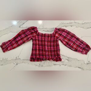 Old Navy Pink Plaid Kids Blouse, Size L 10-12